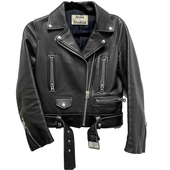 Acne Studies black moto riders jacket size US 32 - Picture 1 of 9